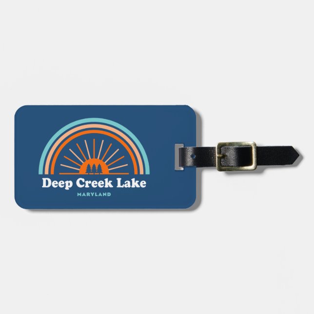 Deep Creek Lake Maryland Rainbow Luggage Tag (Front Horizontal)