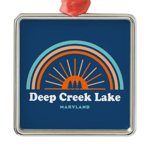 Deep Creek Lake Maryland Rainbow Metal Ornament