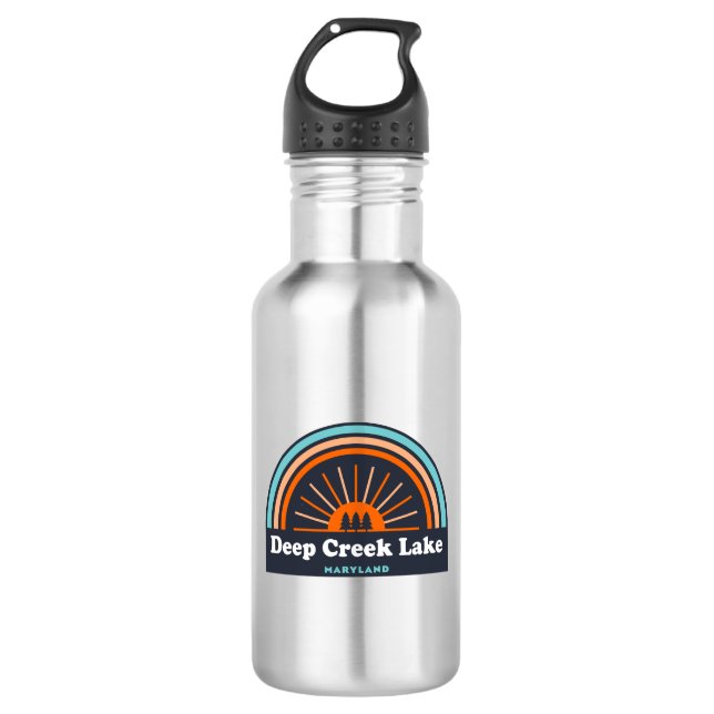 Deep Creek Lake Maryland Rainbow Stainless Steel Water Bottle (Front)