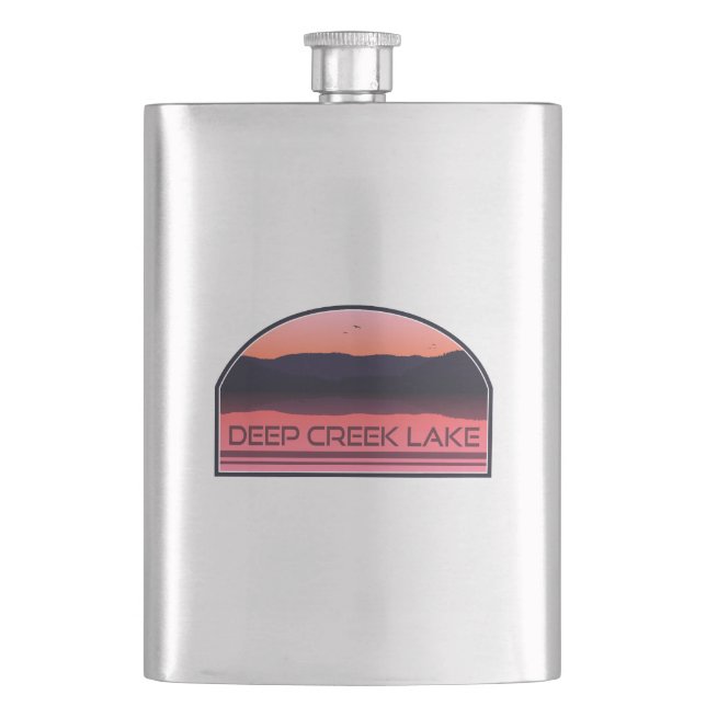 Deep Creek Lake Maryland Red Sunrise Flask (Front)