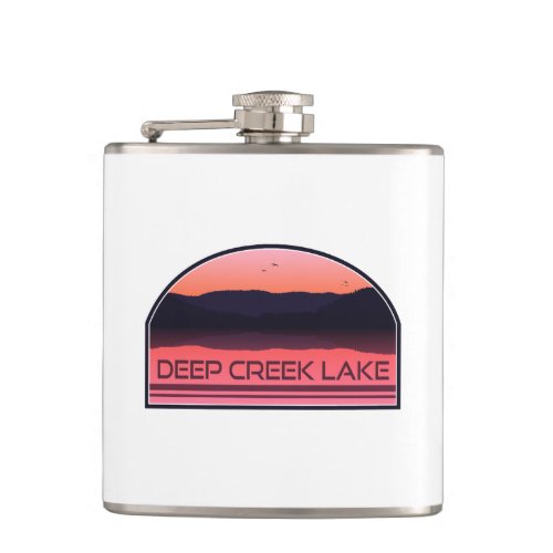 Deep Creek Lake Maryland Red Sunrise Flask