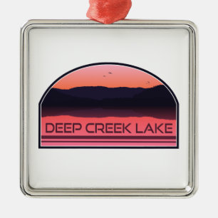 Deep Creek Lake Maryland Red Sunrise Metal Ornament