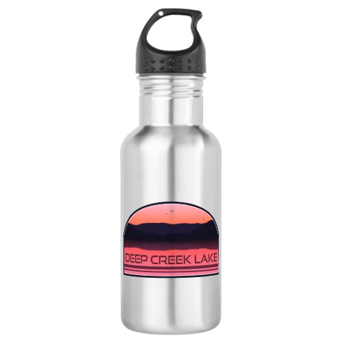 Deep Creek Lake Maryland Red Sunrise Stainless Steel Water Bottle