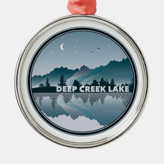 Deep Creek Lake Maryland Reflection Metal Ornament (Front)
