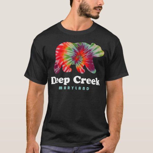 Deep Creek Lake State Park Maryland Tie Dye Bear  T_Shirt