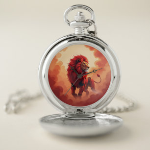 Deep Crimson Glow – The Lion of Burning Destiny.   Pocket Watch
