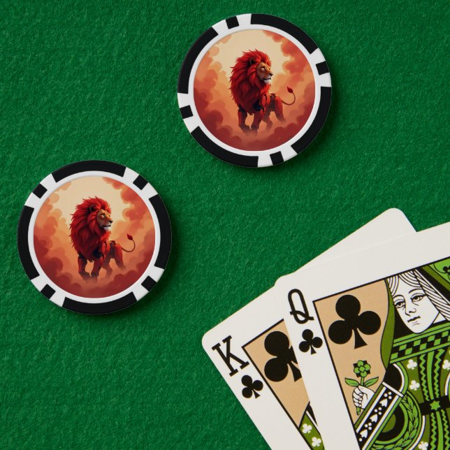 Deep Crimson Glow – The Lion of Burning Destiny.   Poker Chips (Poker Table (Double))