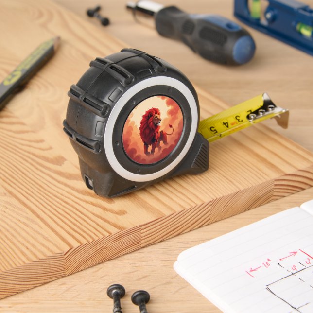 Deep Crimson Glow – The Lion of Burning Destiny.   Tape Measure (Woodwork)