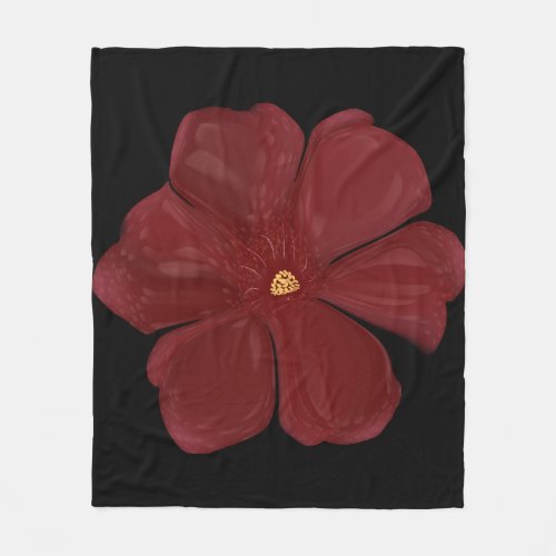 Deep Crimson Moody Bloom Glossy Botanical Floral  Fleece Blanket