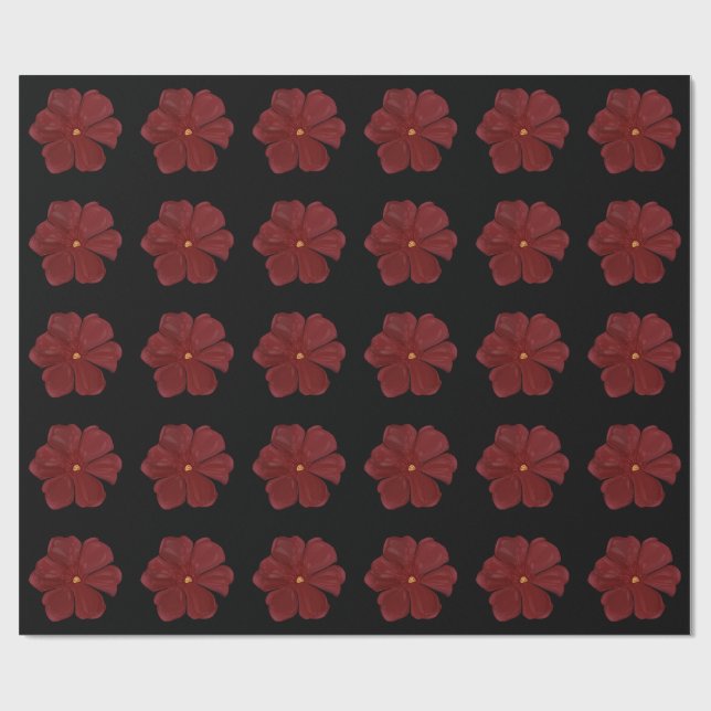 Deep Crimson Moody Bloom Glossy Botanical Floral  Wrapping Paper (Flat)