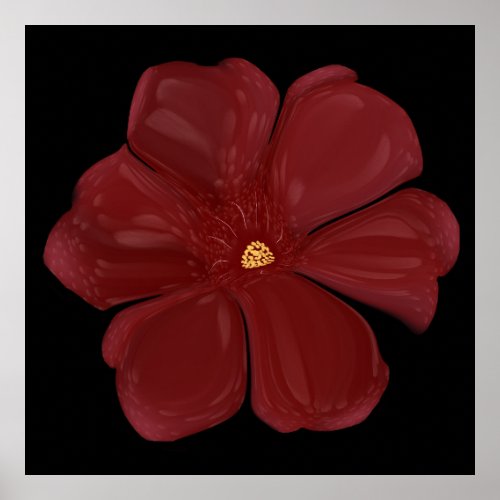 Deep Crimson Moody Bloom Glossy Dark Botanical Flo Poster