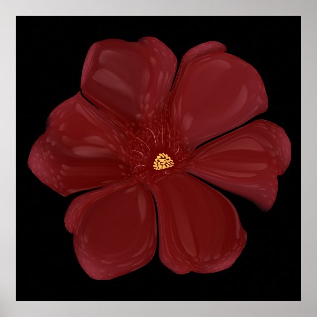 Deep Crimson Moody Bloom Glossy Dark Botanical Flo Poster (Front)