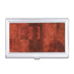 Deep Crimson Painting with Geometric Shapes Business Card Case