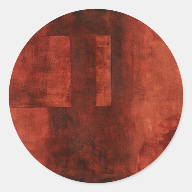 Deep Crimson Painting with Geometric Shapes Classic Round Sticker (Front)