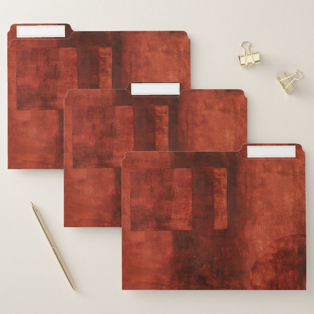 Deep Crimson Painting with Geometric Shapes File Folder (Set)