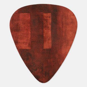 Deep Crimson Painting with Geometric Shapes Guitar Pick