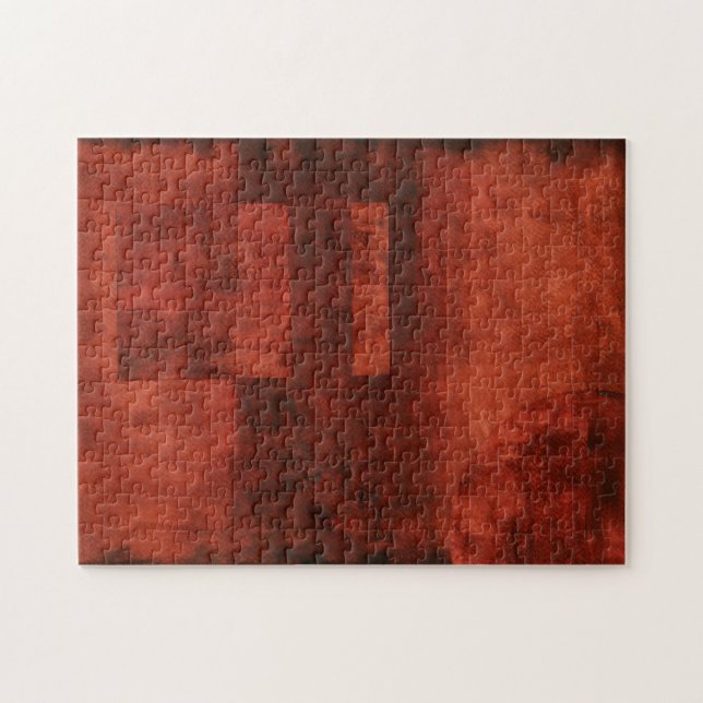 Deep Crimson Painting with Geometric Shapes Jigsaw Puzzle (Horizontal)