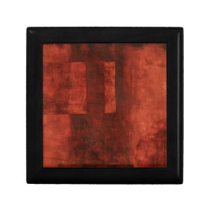 Deep Crimson Painting with Geometric Shapes Keepsake Box