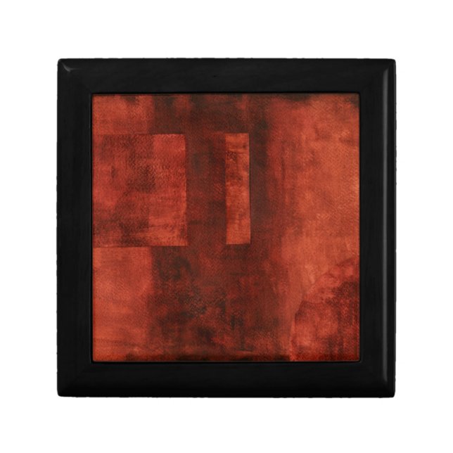 Deep Crimson Painting with Geometric Shapes Keepsake Box (Front)