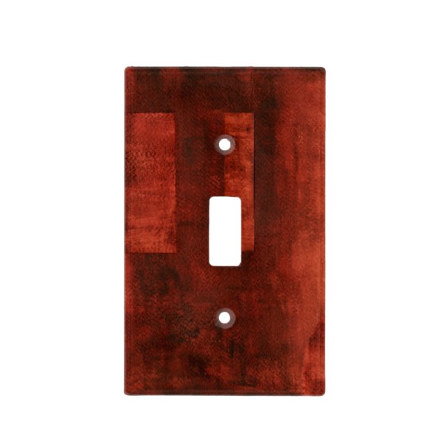 Deep Crimson Painting with Geometric Shapes Light Switch Cover (Front)