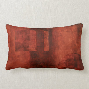 Deep Crimson Painting with Geometric Shapes Lumbar Pillow