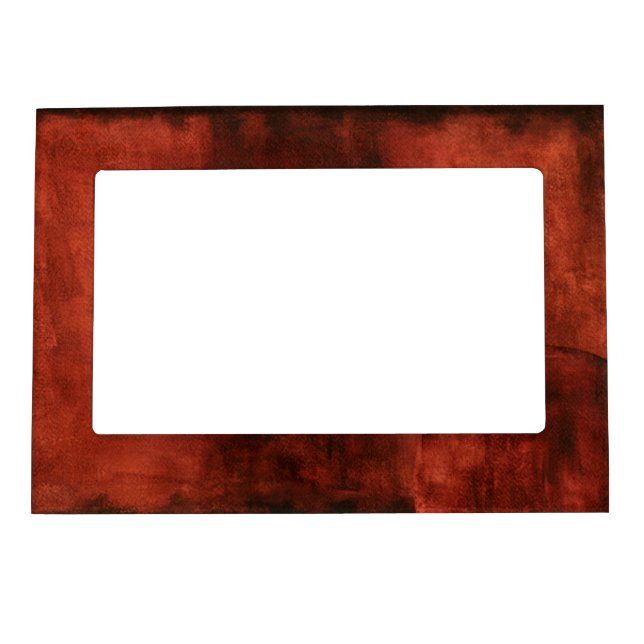 Deep Crimson Painting with Geometric Shapes Magnetic Photo Frame (Front)