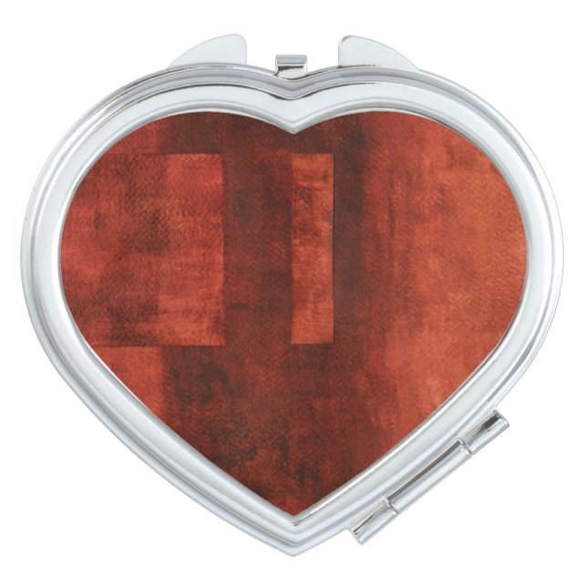 Deep Crimson Painting with Geometric Shapes Mirror For Makeup (Front)