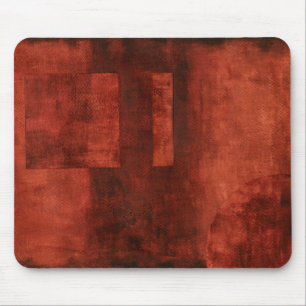 Deep Crimson Painting with Geometric Shapes Mouse Pad