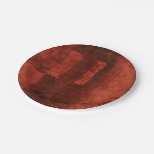 Deep Crimson Painting with Geometric Shapes Paper Plates
