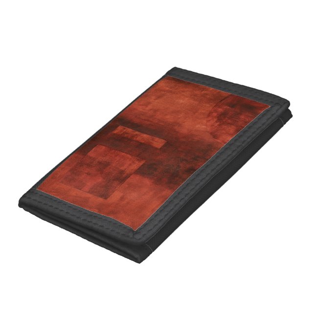 Deep Crimson Painting with Geometric Shapes Tri-fold Wallet (Bottom)