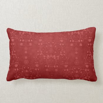 Deep Crimson Red Fancy Floral Damask Pattern Lumbar Pillow by MHDesignStudio at Zazzle