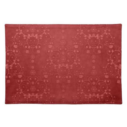 Deep Crimson Red Fancy Fl Damask Pattern Placemat Zazzle Deep Crimson Red Fancy Fl Damask Pattern Placemat