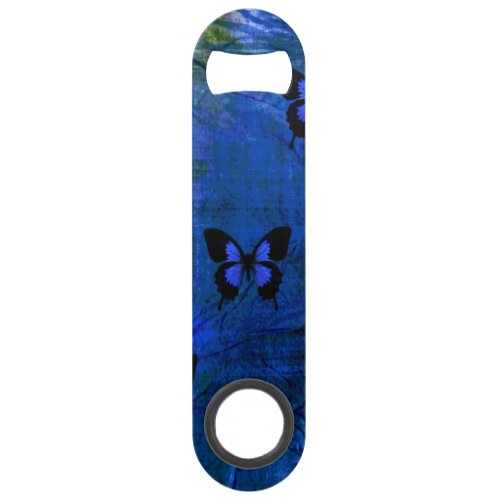 Deep dark blue and black fancy butterflies bar key