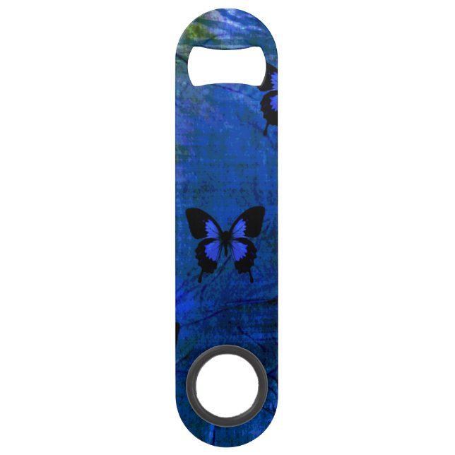 Deep dark blue and black fancy butterflies bar key (Back)