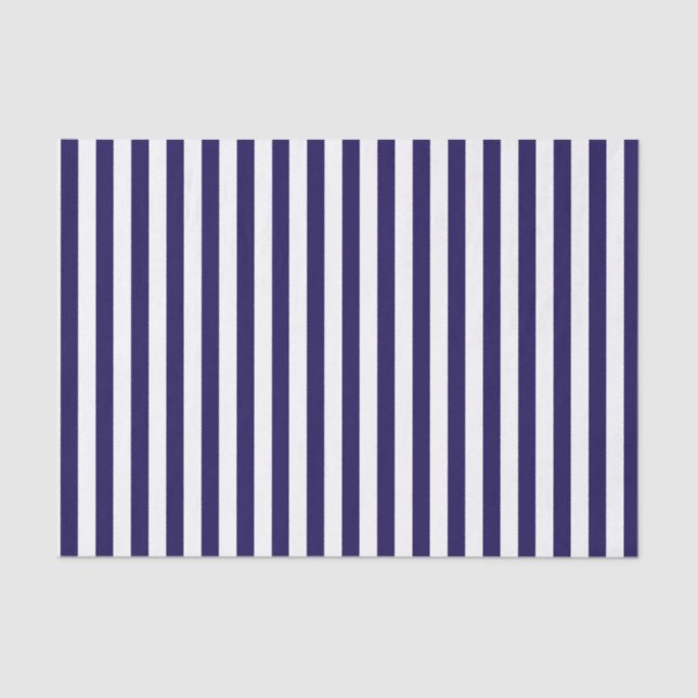 Deep Dark Blue and White Stripes | DIY Tissue Paper (Front)