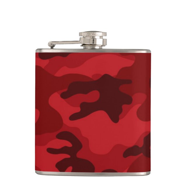 Deep, Dark Red Camo, Camouflage Flask (Front)