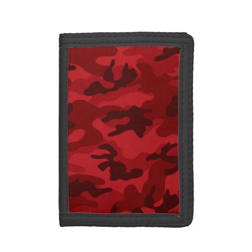 Deep Dark Red Camo Camouflage Tri_fold Wallet