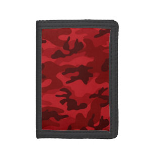 Deep, Dark Red Camo, Camouflage Trifold Wallet