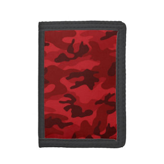 Deep, Dark Red Camo, Camouflage Trifold Wallet