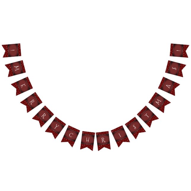 Deep Dark Red Vignetted Always Merry Christmas Bunting Flags (All)