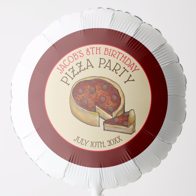 Deep Dish Pepperoni Pizza Pie Birthday Party Balloon (Front)