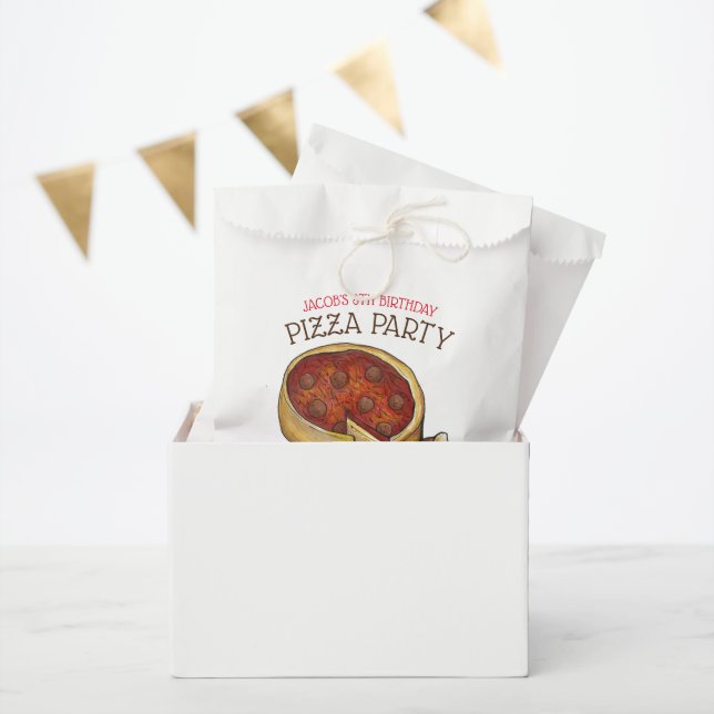 Deep Dish Pepperoni Pizza Pie Birthday Party Favor Bag (Party)
