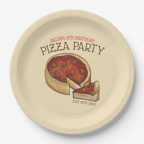Deep Dish Pepperoni Pizza Pie Birthday Party Paper Plates