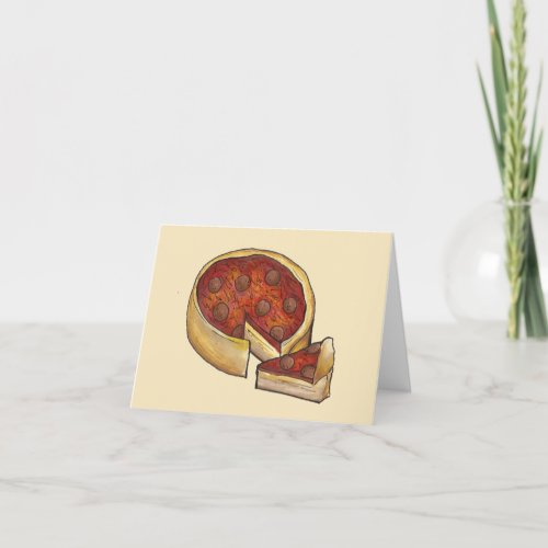 Deep Dish Pepperoni Pizza Pie Birthday Party Thank You Card