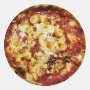 Deep Dish Shrimp and Cheese Pizza Classic Round Sticker