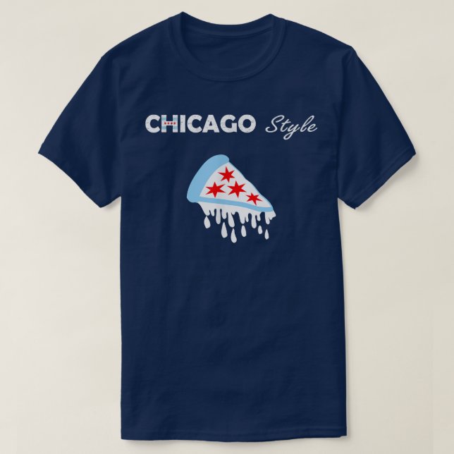 Deep Dish The Chicago Flag As Pizza  T-Shirt (Design Front)