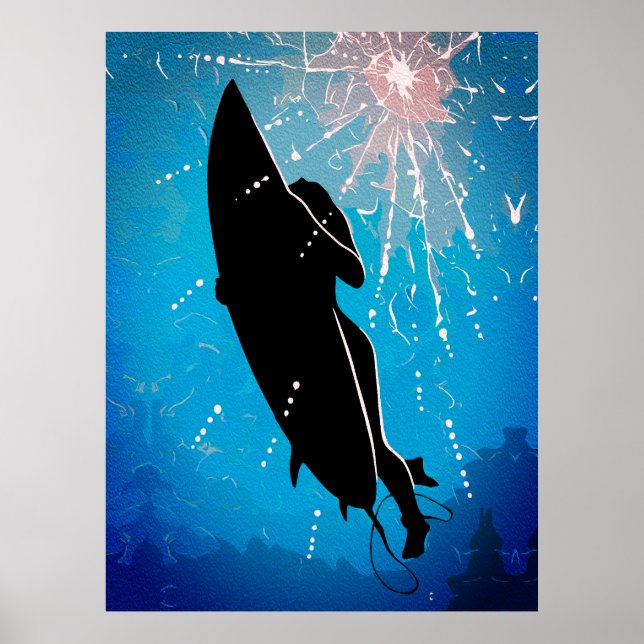 Deep Dive – Surfer's Underwater Journey Poster (Front)