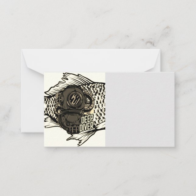 Deep Diver, Maritime Message Note Card (Front)