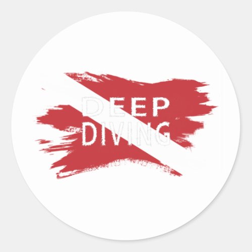 Deep Diving Diver Down Flag Scuba flag Classic Round Sticker