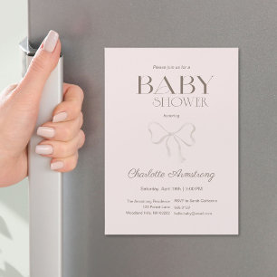 Deep Dusty Rose Chic Bow Baby Girl Shower Magnet